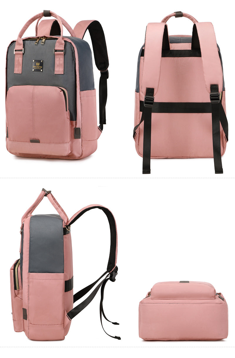 140 Mummy Maternity Diaper Elegant Waterproof Multifunctional large capacity backpack bag - Pink/Grey