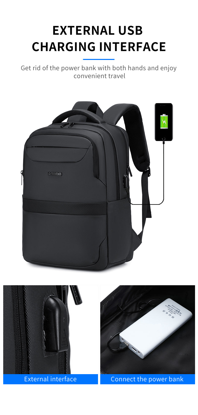 RAL 812 Grey شنطة لاب توب 15.6-انش متعددة الوظائف