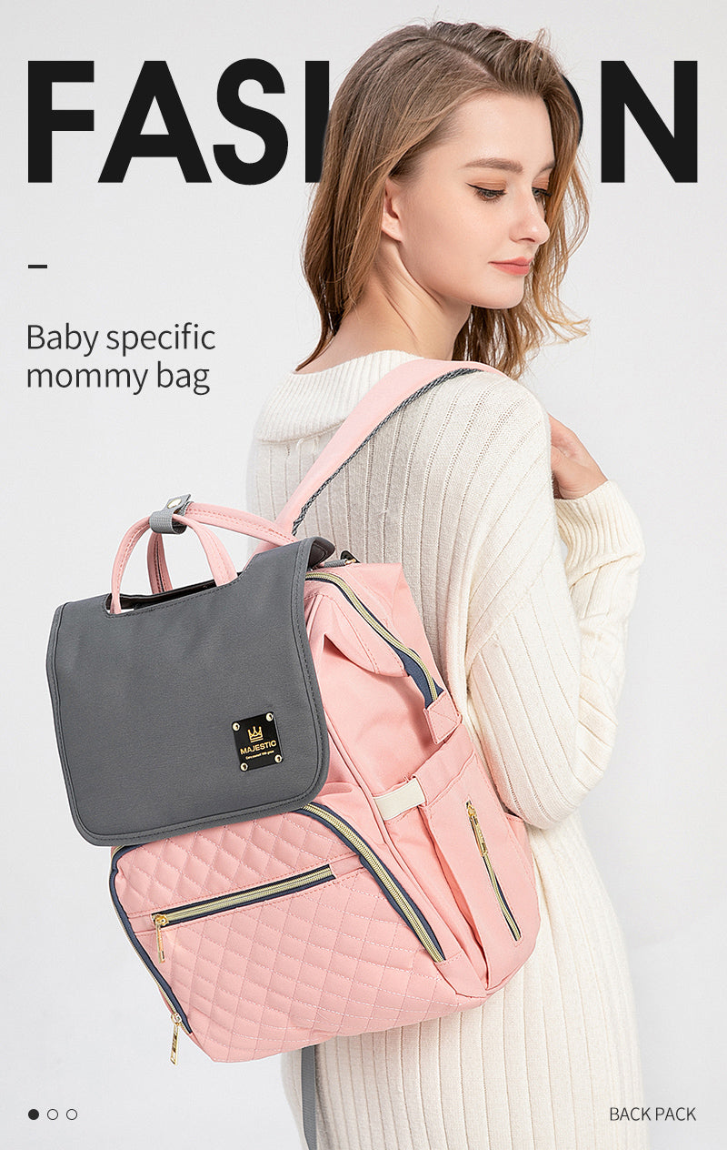 135 Mummy Maternity Diaper Elegant Waterproof Multifunctional large capacity backpack bag - Blue/Pink
