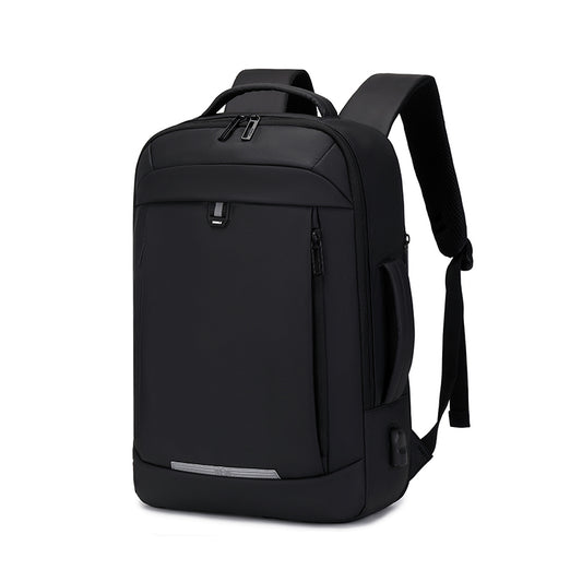 Rl-2218 Waterproof Backpack With A Bag Expansion Zipper And A USB Port - Black