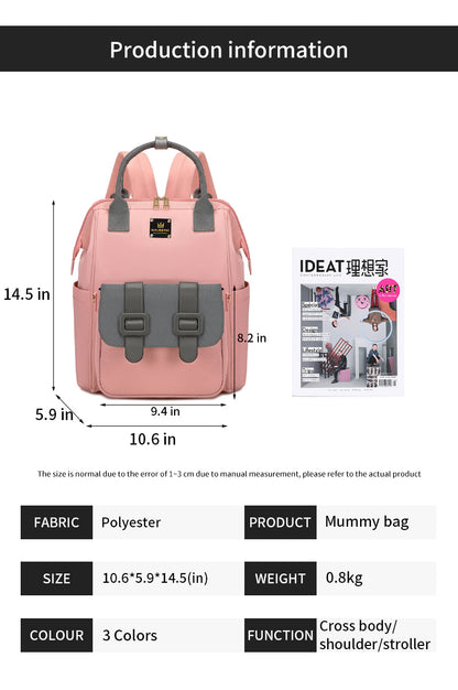 143 Detachable Mummy Maternity Diaper Waterproof Multifunctional large capacity backpack bag - Grey