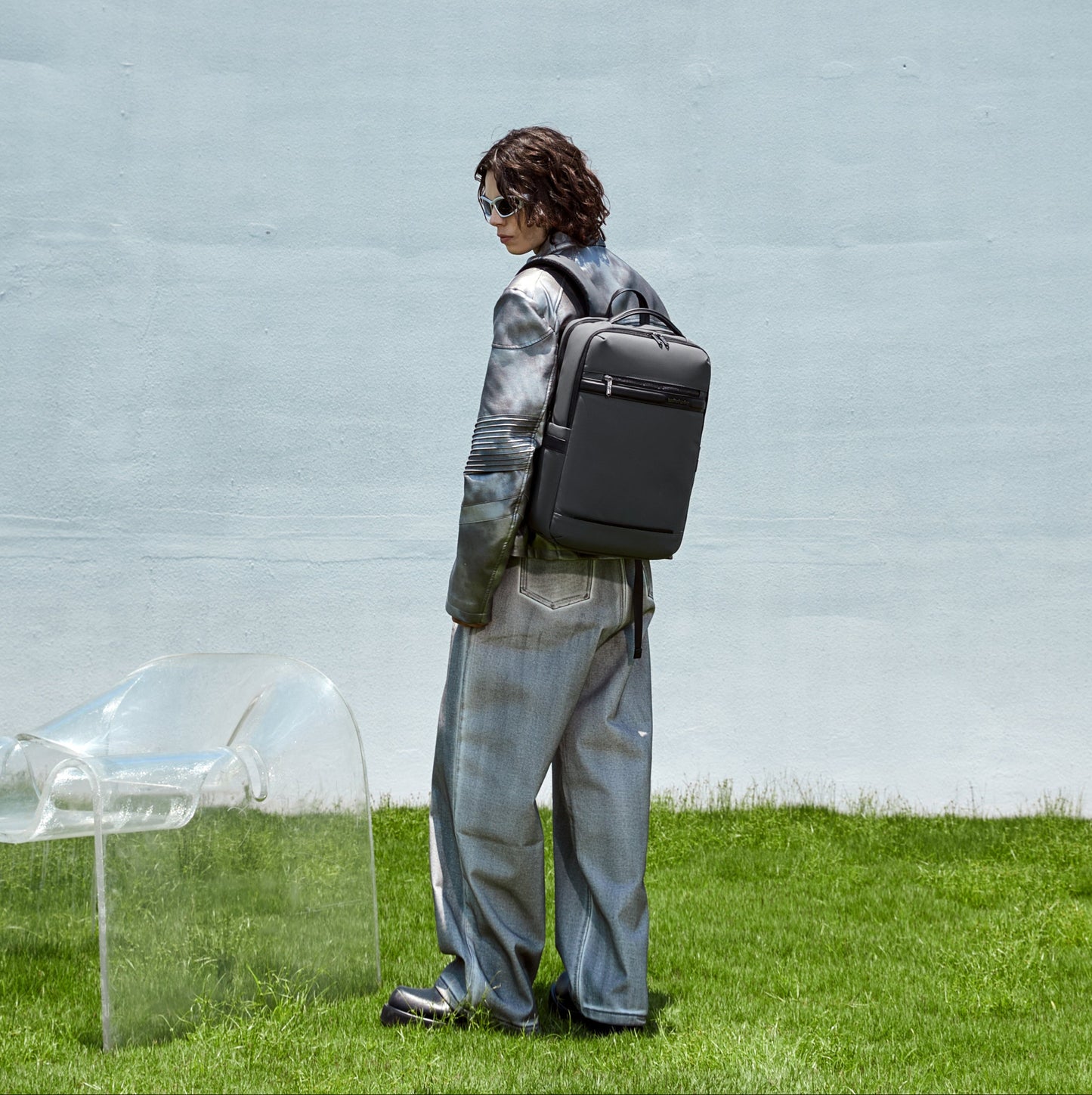 B00872 Grey شنطة لاب توب 15.6 انش متعددة الوظائف