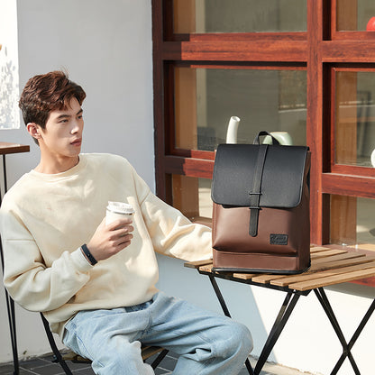 GLD117 Front Flap Leather Waterproof Multi-Pocket Travel Bag Backpack