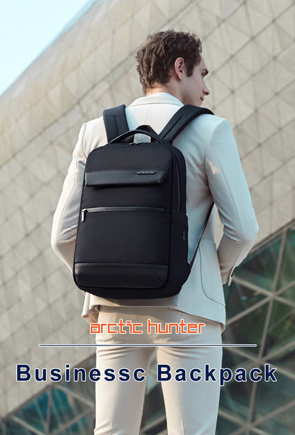 B00671 15.6-inch Laptop Business Casual Multifunction Backpack Waterproof Unisex Computer Bag Black