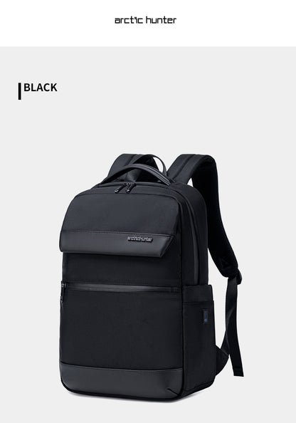 B00671 15.6-inch Laptop Business Casual Multifunction Backpack Waterproof Unisex Computer Bag Black