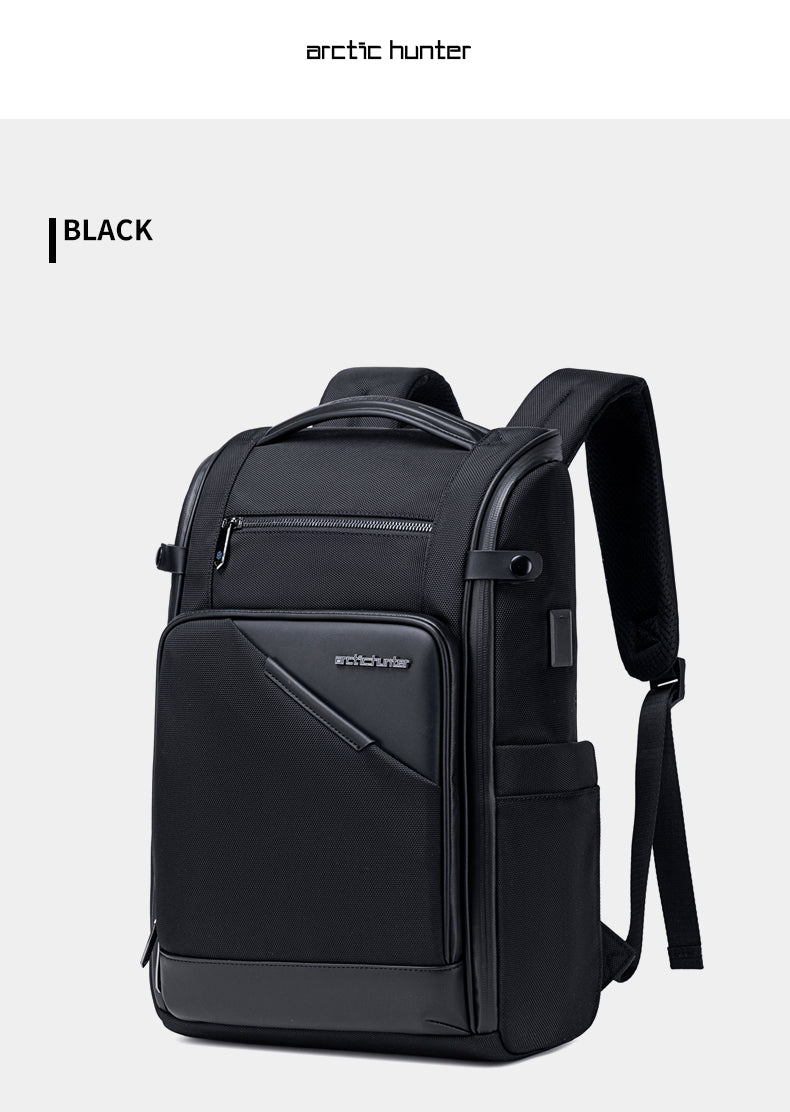 B00675 15.6-inch Laptop Business Casual Multifunction Backpack Waterproof Unisex Computer Bag Black