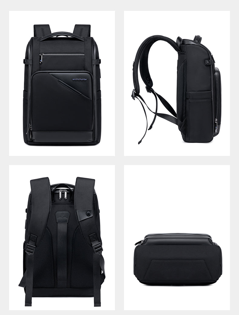 B00675 15.6-inch Laptop Business Casual Multifunction Backpack Waterproof Unisex Computer Bag Black