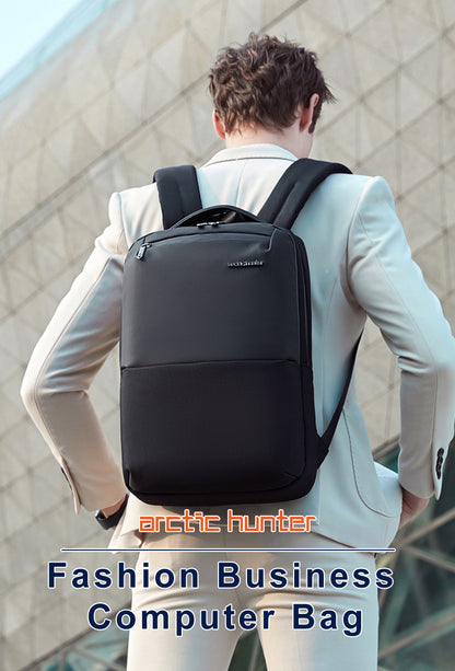 B00681 15.6-inch Laptop Backpack Water Resistant Polyester Daypack with Built In USB/Headphone Port Computer Bag for Men Women Black