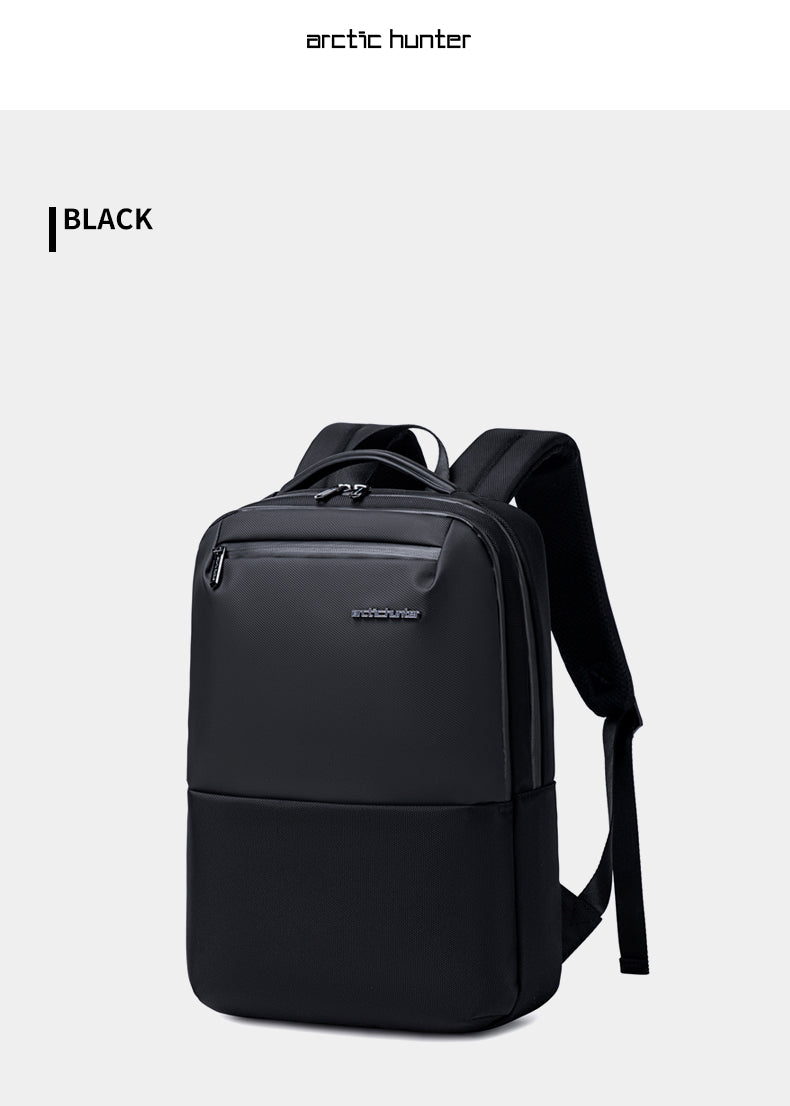 B00681 15.6-inch Laptop Backpack Water Resistant Polyester Daypack with Built In USB/Headphone Port Computer Bag for Men Women Black