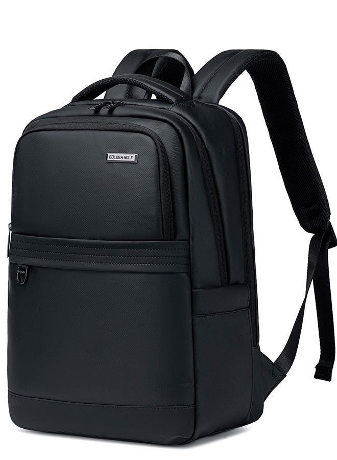 GB00728 15.6-inch Laptop Business Casual Large Capacity Water-resistant Backpack Bag - Black