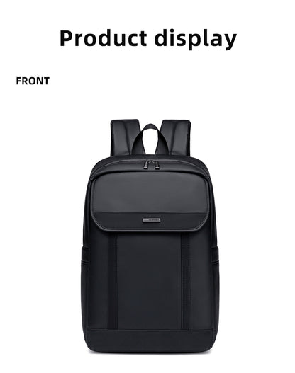 GB00729 15.6-inch Laptop Business Casual Large Capacity Water-resistant Backpack Bag - Black