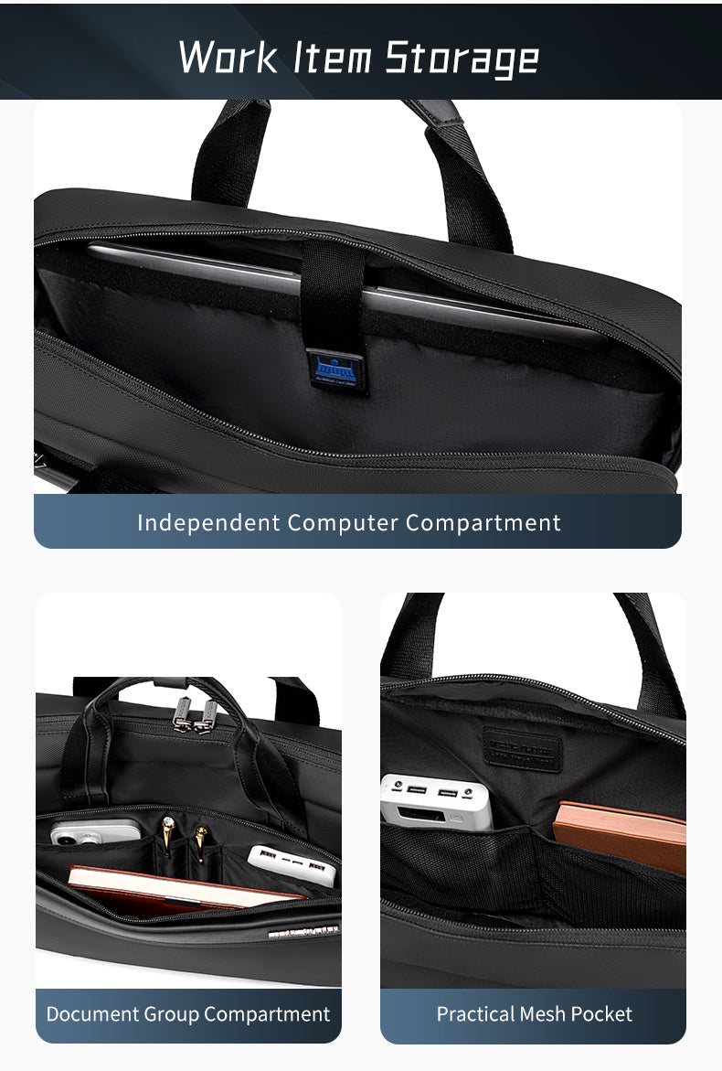 GWB00889 BLACK شنطة لاب توب كتف يد 15.6-انش ذات وزن خفيف متعددة الوظائف مقاومة للماء ذات جودة عالية من اركتك هنتر,