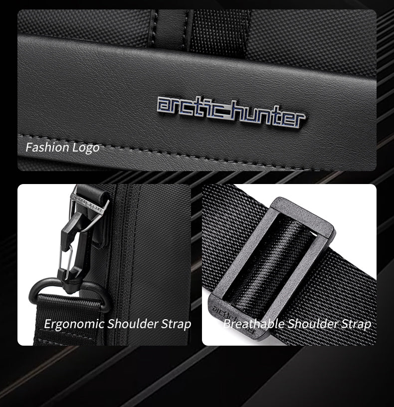 GWB00889 BLACK شنطة لاب توب كتف يد 15.6-انش ذات وزن خفيف متعددة الوظائف مقاومة للماء ذات جودة عالية من اركتك هنتر,