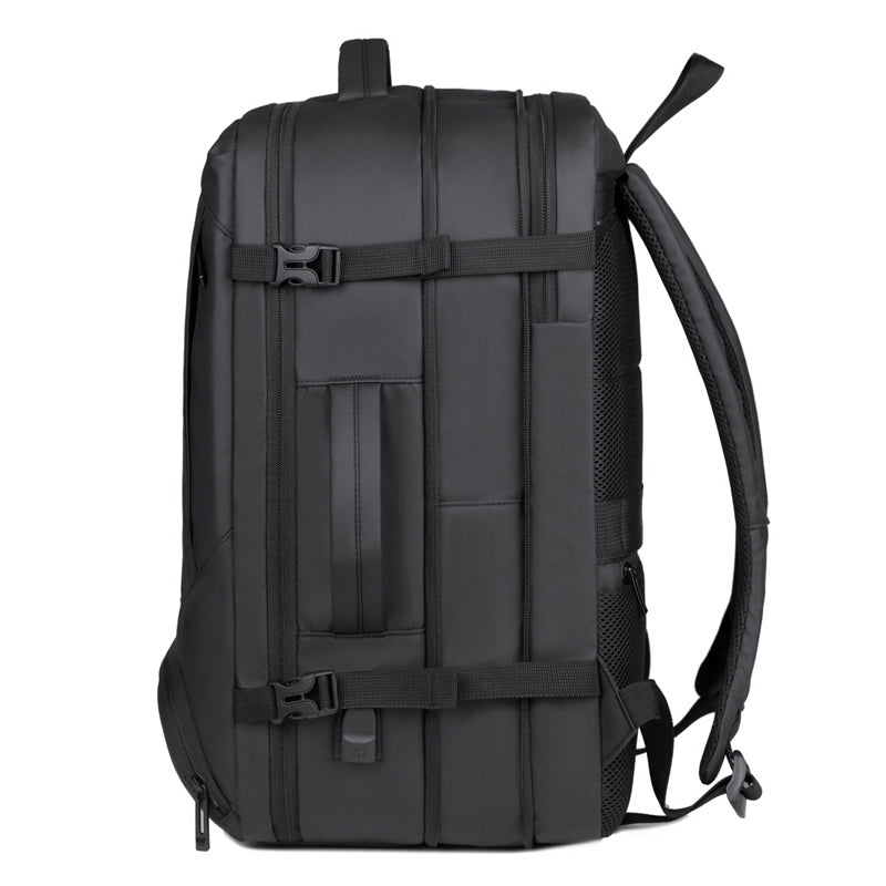 2402 Multi-Purpose Casual Laptop Compartment Waterproof Expandable Backpack- Black