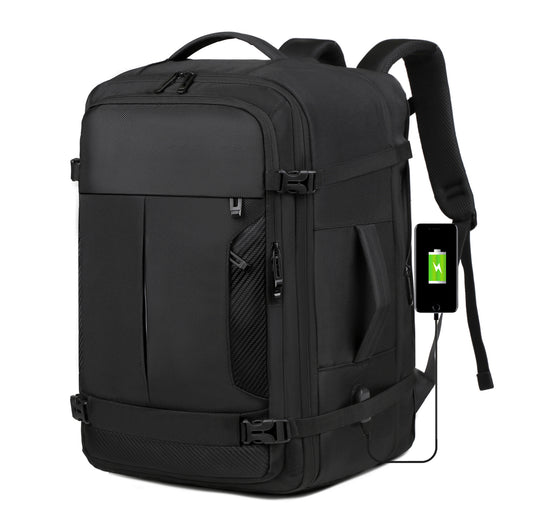 2406 Multi-Purpose Casual Laptop Compartment Waterproof Expandable Backpack- Black