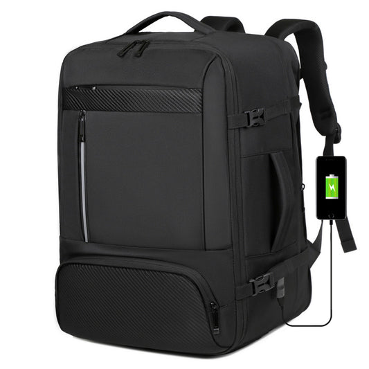 2405 Multi-Purpose Casual Laptop Compartment Waterproof Expandable Backpack- Black