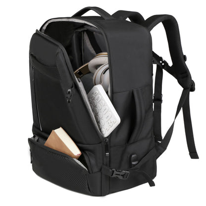 2405 Multi-Purpose Casual Laptop Compartment Waterproof Expandable Backpack- Black