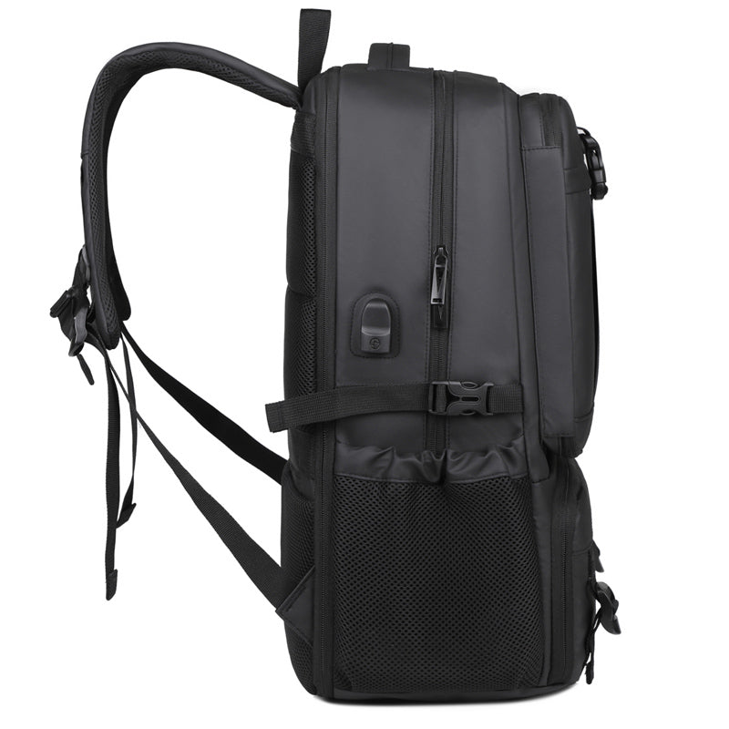 2401 Multi-Purpose Casual Laptop Compartment Waterproof Expandable Backpack- Black