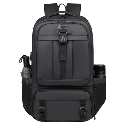 2401 Multi-Purpose Casual Laptop Compartment Waterproof Expandable Backpack- Black