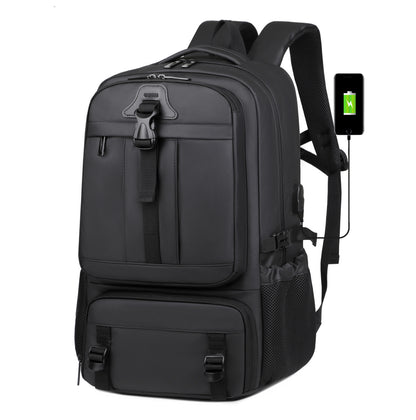 2401 Multi-Purpose Casual Laptop Compartment Waterproof Expandable Backpack- Black