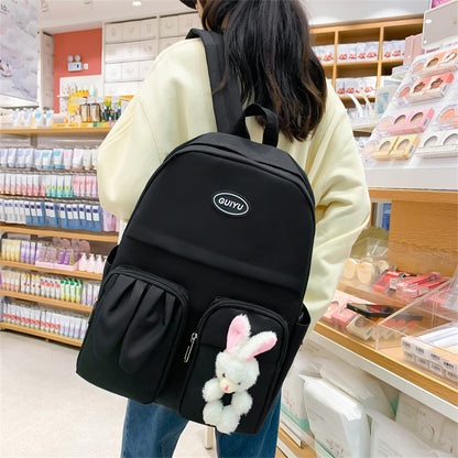 SG5012 4 PCs Multi-sets Female School Student Waterproof Fashion Student Travel Backpack Bag - Black