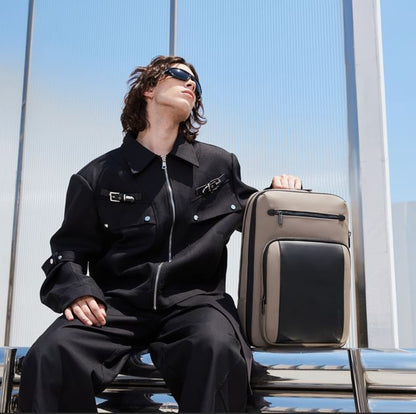 B00877 Beige شنطة لاب توب 15.6 انش متعددة الوظائف