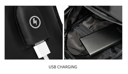 BNG-129 Fashion Casual Crossbody Messenger Bag USB Charging Port Black