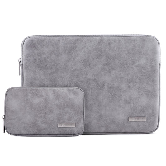 RS-SetG 2 Pcs 15.6-Inch Laptop Protective Case Sleeve Waterproof Briefcase Handbag Bag, Grey