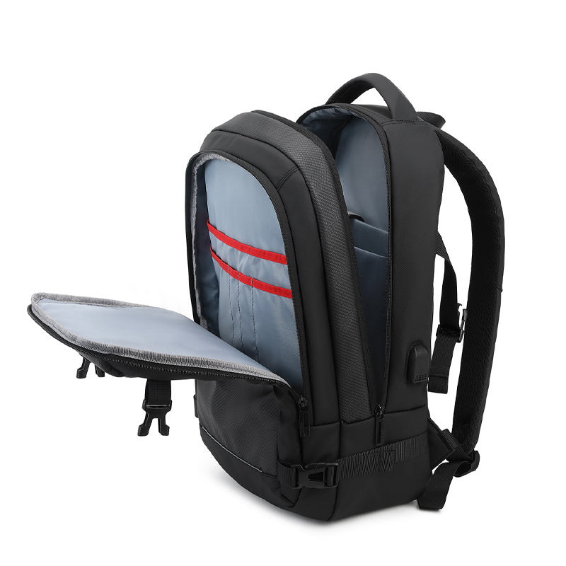 EF92M 15.6-inch Casual Laptop Fashion Business Outdoor Large Capacity Backpack Bag, Black