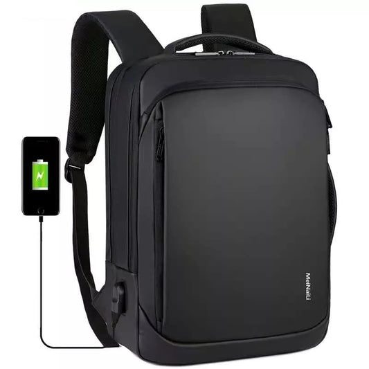 1901 15.6-inch Business Waterproof Multifunction Laptop Backpack With USB Outport - Black