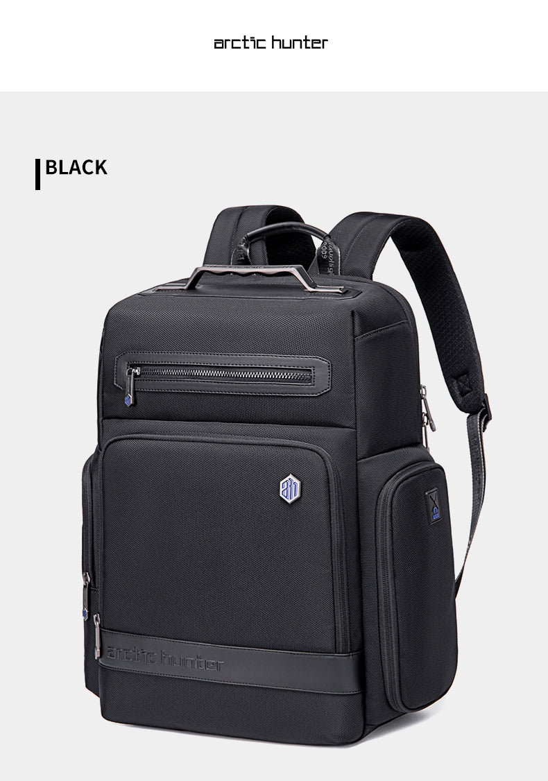 B00499 Waterproof High Quality 15-17inch Laptop Business USB Charging Backpack Bag, Black