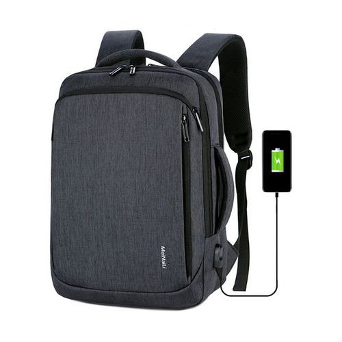 023 Nylon Laptop Backpack With USB Charging Port, 15.6-inch - Black