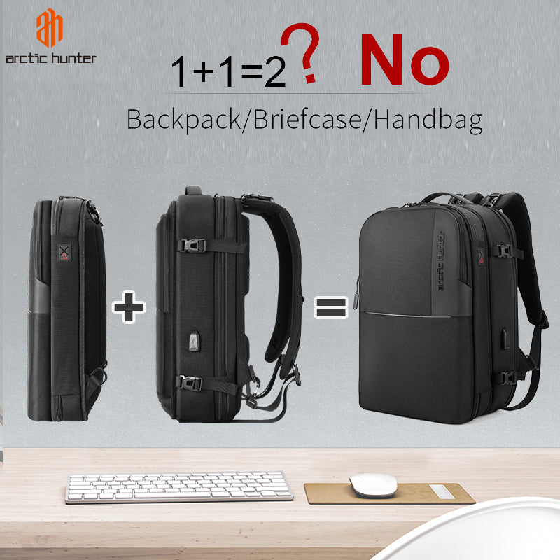 B00382 Men Smart Detachable Design Waterproof Travel 17.3-Inch Laptop Backpack Bag - Black