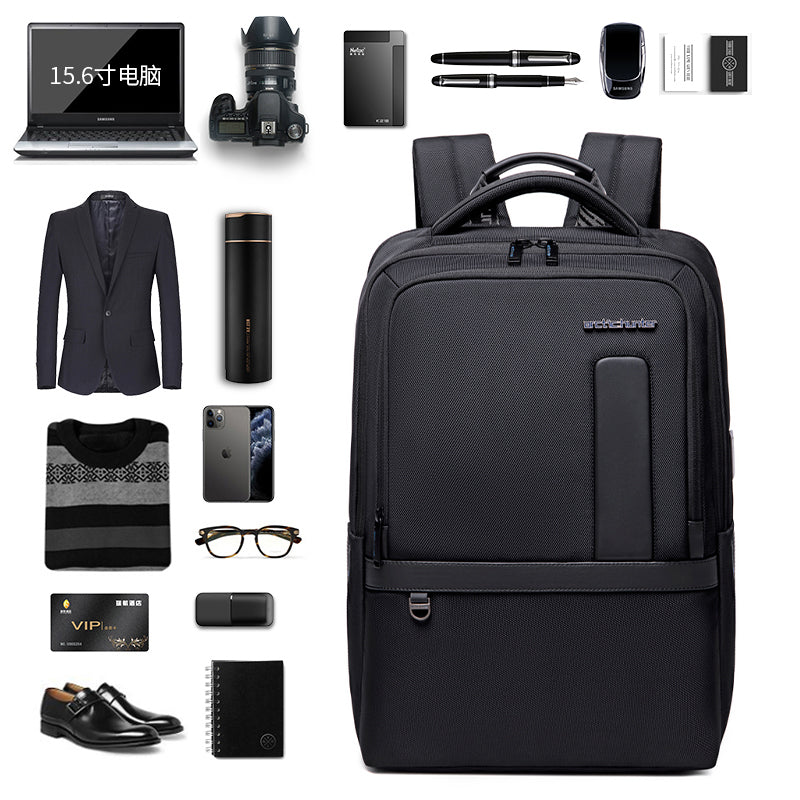 B00490 9CM Expandable Fashion Men Backpacks 15.6-Inch USB Charging Laptop Backpack - Black