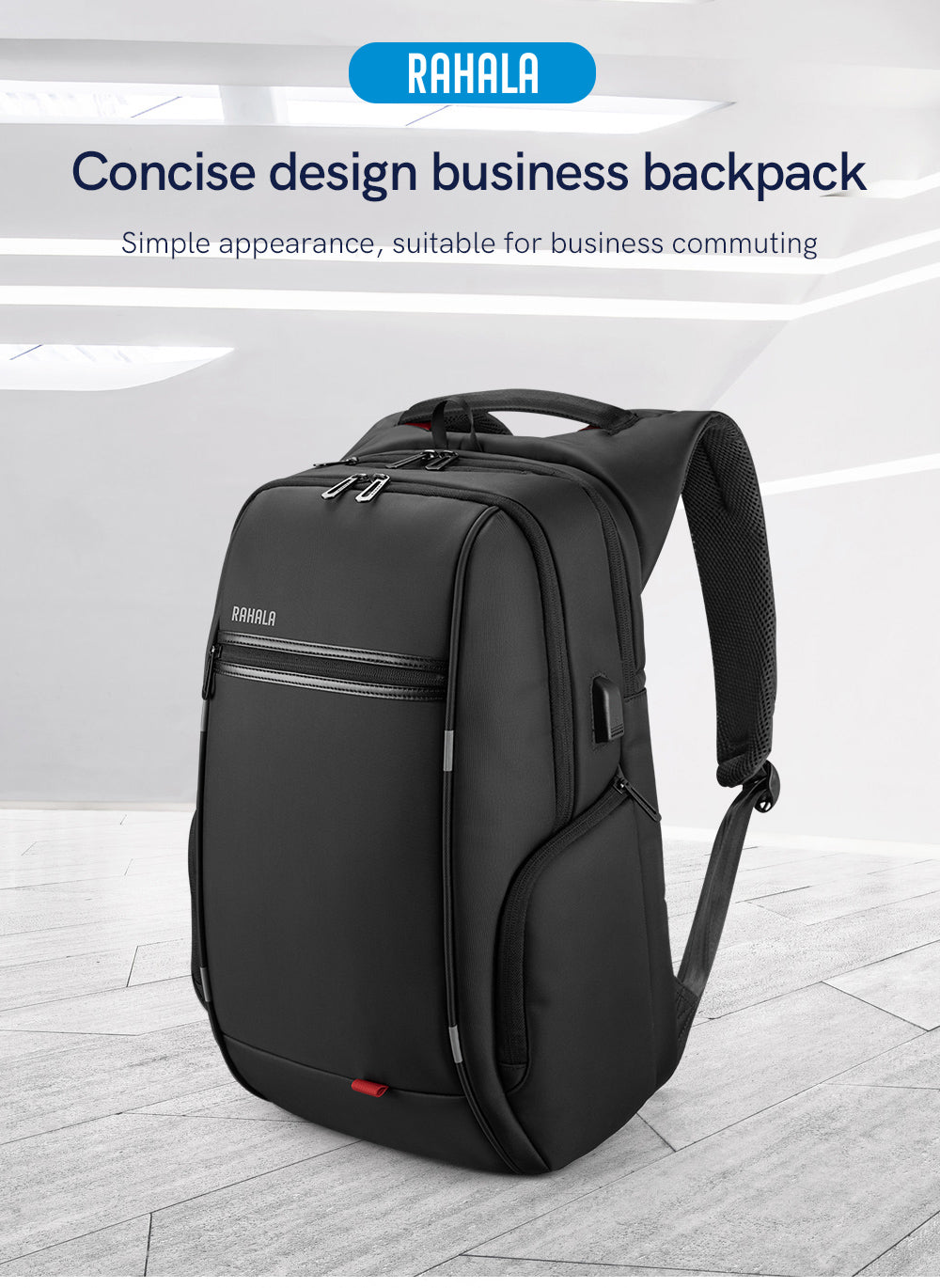 KG-119 15.6-Inch Laptop Waterproof Business Multi-Compartment Backpack USB Outport Black