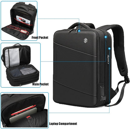 B00345 15.6-inch Business Travel Backpack Laptop Bag With USB Port - Black