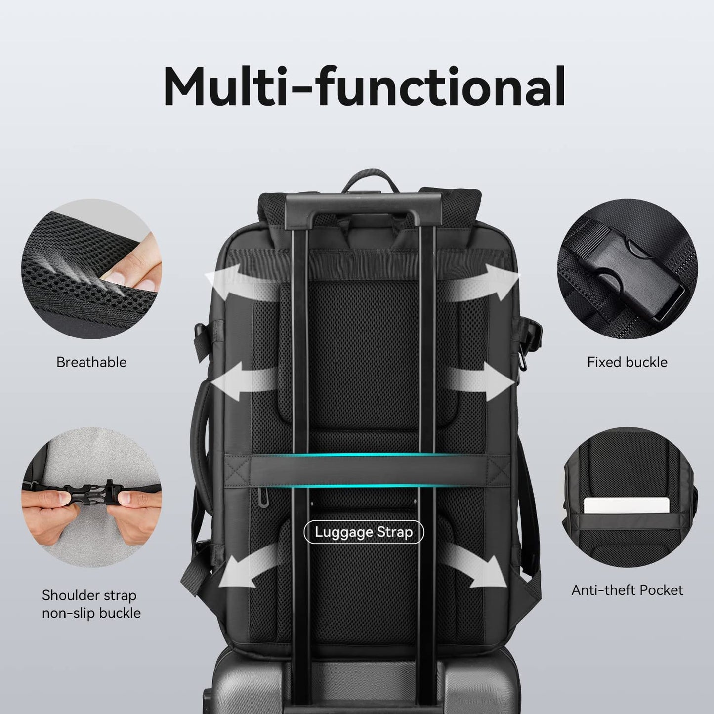 MR-9711_00 17-inch Laptop Compartment and USB Charging Port, Waterproof Business Backpack Ideal for Traveling, Working, Daily