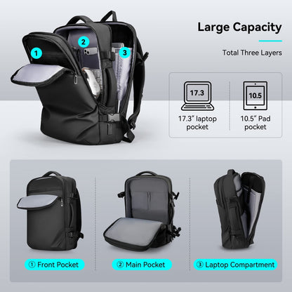 MR-9711_00 17-inch Laptop Compartment and USB Charging Port, Waterproof Business Backpack Ideal for Traveling, Working, Daily