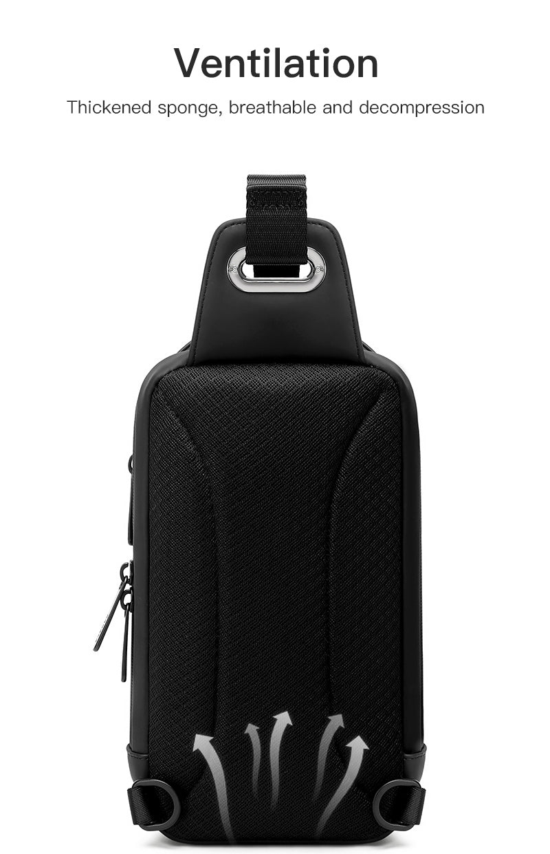 BNG-132 Crossbody Shoulder Messenger Waterproof USB Recharge Sling Bag