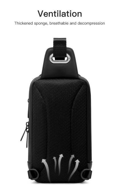 BNG-132 Crossbody Shoulder Messenger Waterproof USB Recharge Sling Bag