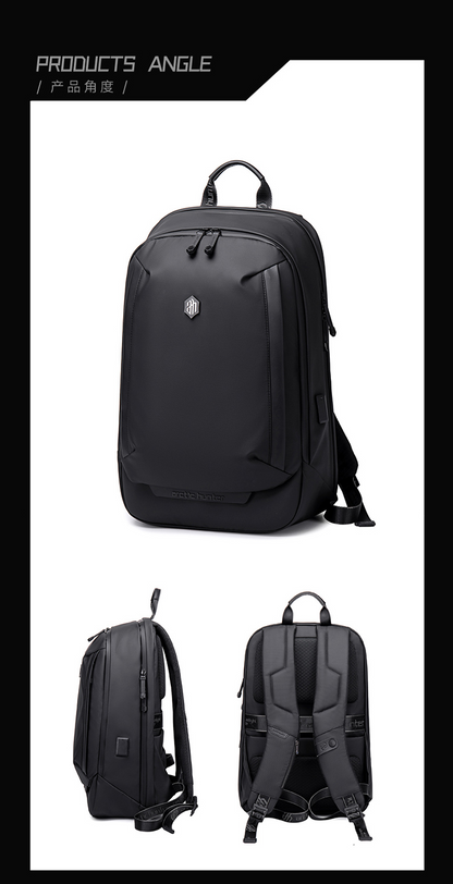 Smart Business Travel Waterproof 15.6 Inch Laptop Backpack Bag With USB Port - Black