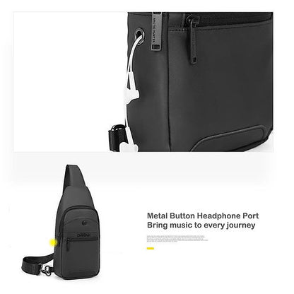 13001 Men Waterproof Chest Bag Shoulder Bag Travel Crossbody - Black