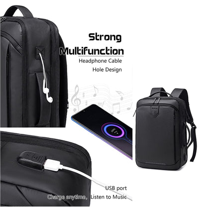 GB00450 Business Casual Slim Laptop Waterproof Backpack Outdoor USB Charging, Black