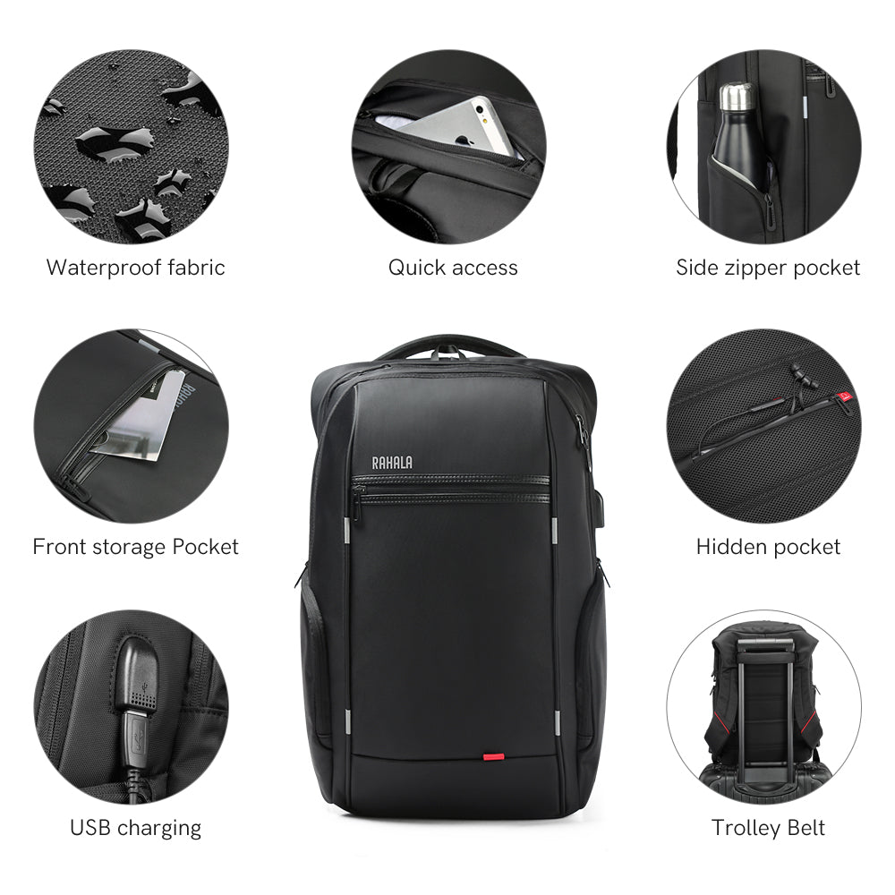 KG-119 15.6-Inch Laptop Waterproof Business Multi-Compartment Backpack USB Outport Black