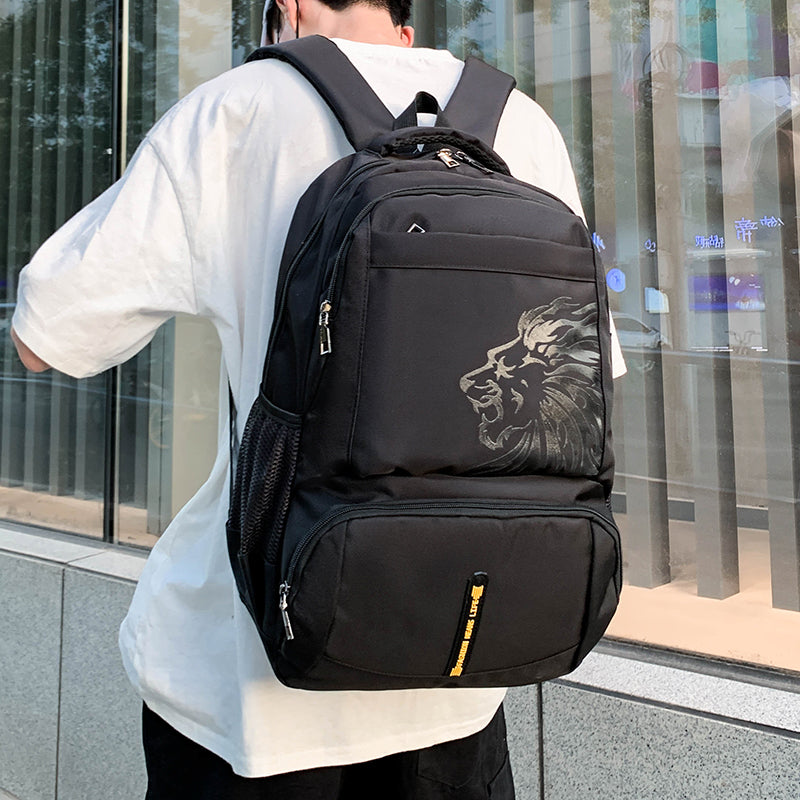 LION Casual Unisex Teenager Student Outdoor Waterproof Backpack, Black