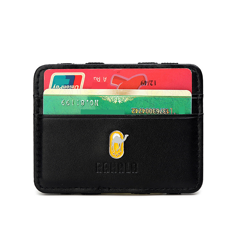 RA108 Genuine Leather Multiple Card Slots Casual Bifold Wallet Black