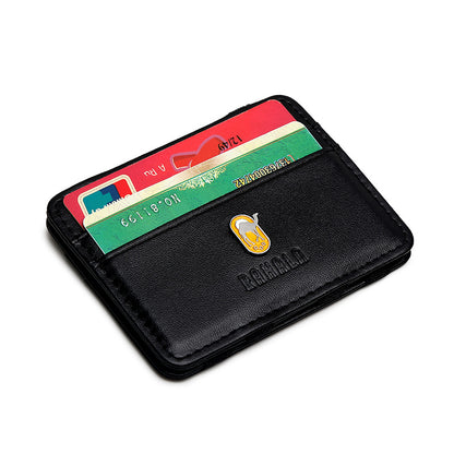 RA108 Genuine Leather Multiple Card Slots Casual Bifold Wallet Black