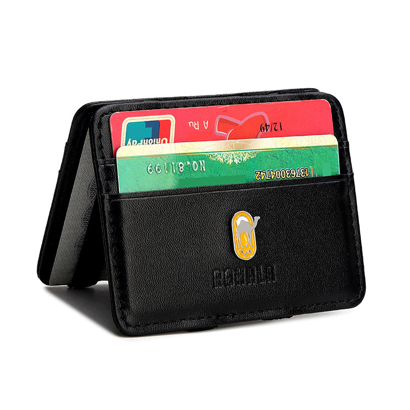 RA108 Genuine Leather Multiple Card Slots Casual Bifold Wallet Black