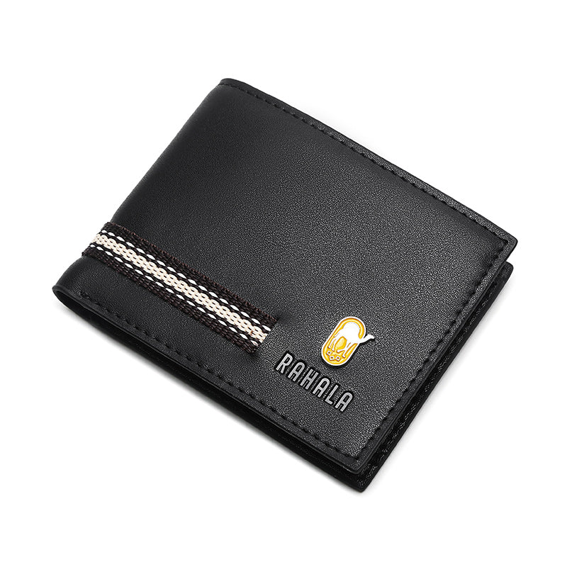 RA106 Genuine Leather Multiple Card Slots Casual Bifold Wallet Black