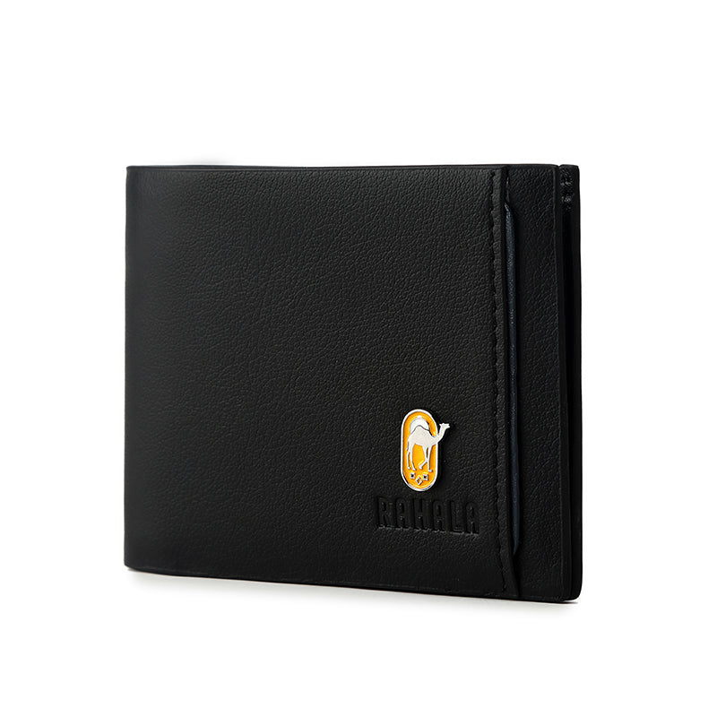 RA105 Genuine Leather Multiple Card Slots Casual Bifold Wallet Black